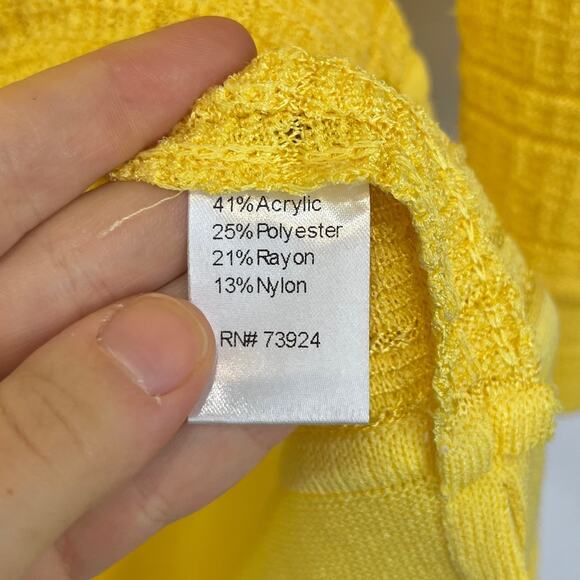 MISOOK Textured Knit Tunic Jacket Stand Collar Button Front Yellow Size M - Picture 7 of 8